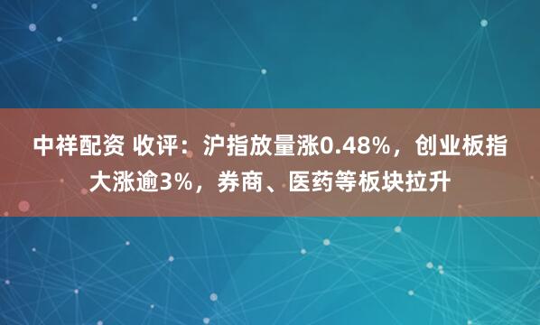 中祥配资 收评：沪指放量涨0.48%，创业板指大涨逾3%，券商、医药等板块拉升